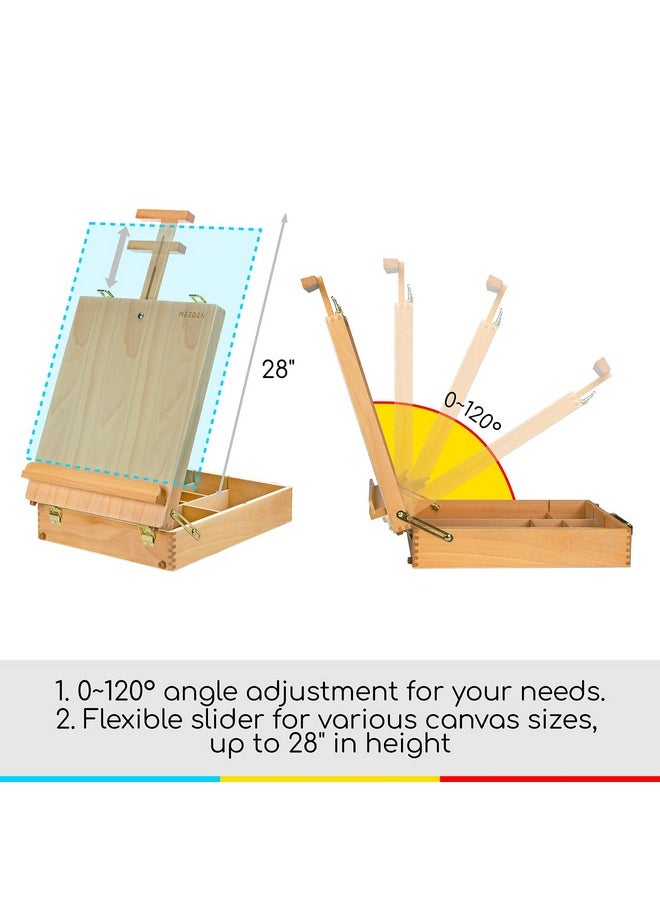 Extralarge Tabletop Easel Solid Beech Wood Table Top Easels For Painting Canvas Sketchbox Easel Table Art Easel For Adults & Artist Art Supplies Storage Boxhold Canvas Up To 28