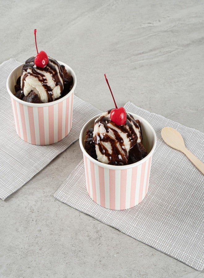 Restaurantware Coppetta 8-Ounce Dessert Cups, 50 Disposable Ice Cream Cups - Lids Sold Separately, Sturdy, Pink And White Paper FroYo Bowls, For Hot And Cold Foods, Perfect For Gelato Or Mousse - Restaurantware - Image 3