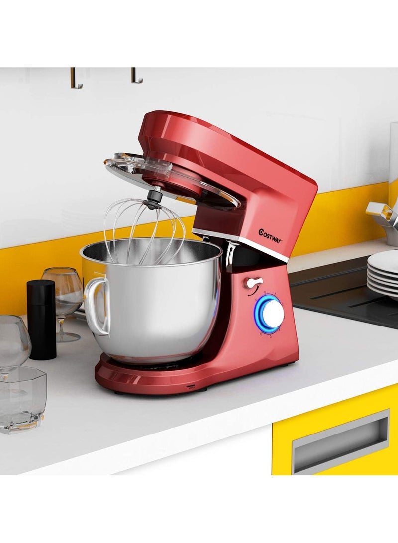 خلاط قائم، 6 سرعات 7.5 QT خلاط طعام كهربائي للمطبخ برأس مائل 660 وات مع وعاء من الفولاذ المقاوم للصدأ، وخطاف عجين، ومضرب، وخفق  - Image 2