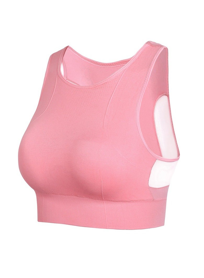 AROAQ Full Coverage Longline Sports Bra, Shockproof Fitness Yoga Running Sports Bra,  Seamless Quick-drying Medium Impact Push Up Tank Top For Yoga Gym Workout, (Size XL, Pink)  - Image 1