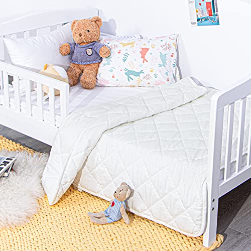 NTBAY Down Alternative Toddler Comforter, Lightweight and Warm Solid Color Baby Crib Quilted Blanket, 39x47 inches, White - Image 5