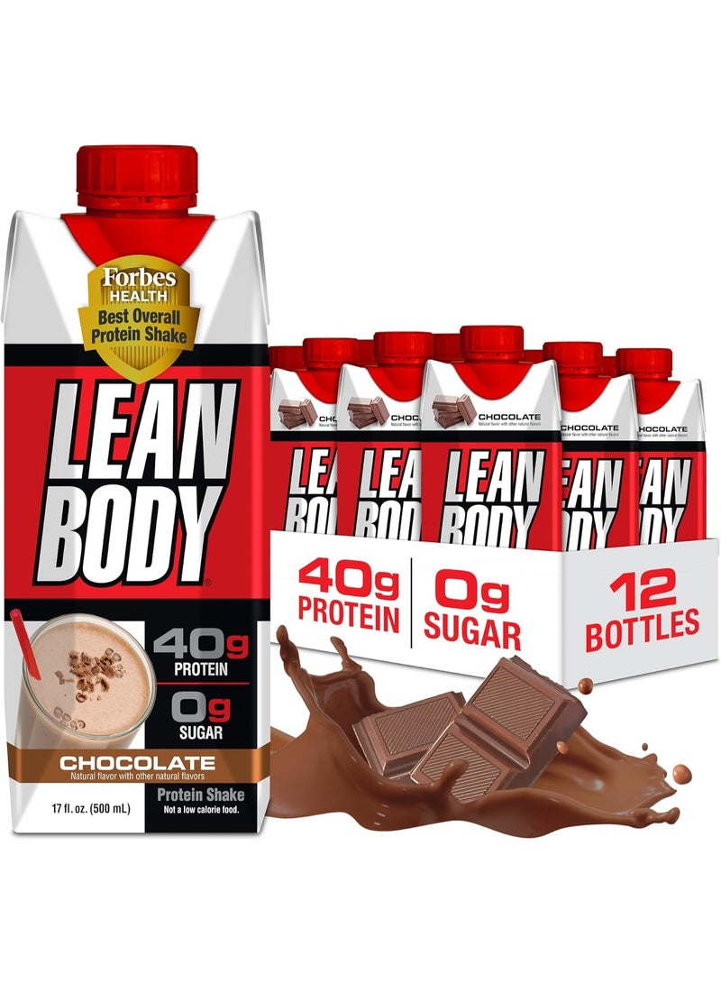 Labrada Lean Body Ready To Drink Protein Shake- Chocolate , 40g Protein, 0 Sugar. 500ml, Box of 12 pcs - Image 1