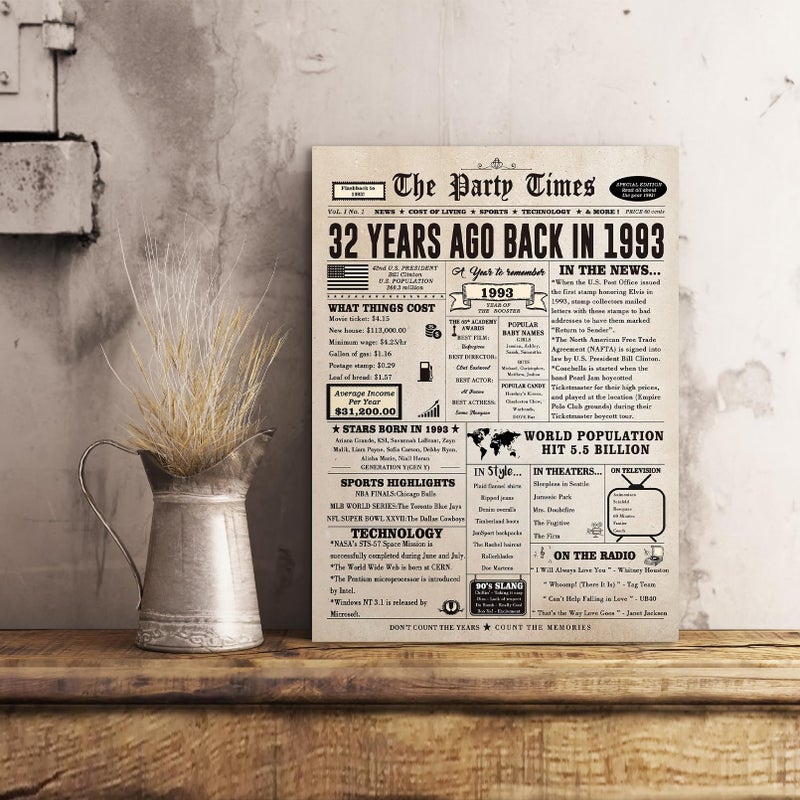 Huameigf Vintage 32Nd Birthday Gifts For Women Men  Happy 32Nd Birthday Card For Son Daughter  Big 32 Year Old Birthday Card For Wife Husband - Image 5