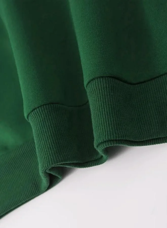 Take Two Take Two Men Green Solid Hoodie with Kangaroo Pocket