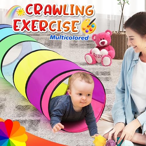 Moncoland Kids Play Tunnel for Toddlers Colorful Pop Up Crawl Through Tunnel Play Tent for Baby or Dog Cat Pet with Breathable Mesh Collapsible Gift for Boy Girl Game Indoor Outdoor Toy - Image 5