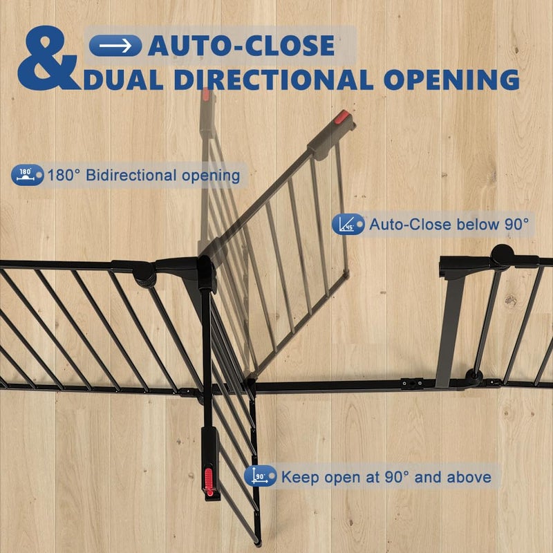 AGESISI Freestanding Dog Gates with Door Walk Through, Extra Wide Doggy Door 100" W x 29" H Pet Gate Safty 4 Panels Dog Fence for Stairs, Doorways - Image 4