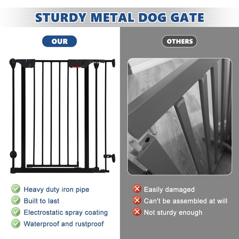 AGESISI Freestanding Dog Gates with Door Walk Through, Extra Wide Doggy Door 100" W x 29" H Pet Gate Safty 4 Panels Dog Fence for Stairs, Doorways - Image 3