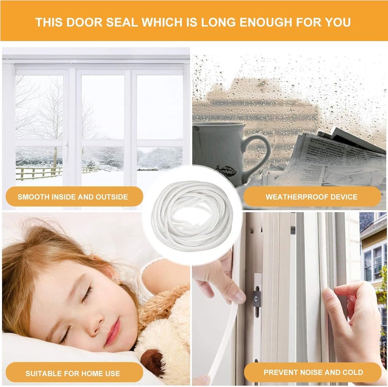 LABRIMP Self-Adhesive Door Seal Strip White 9x9mm Weather Stripping for Window and Door Gaps, Soundproof Dustproof Draft Stopper, 10-Meter Roll for Home Insulation - Image 3