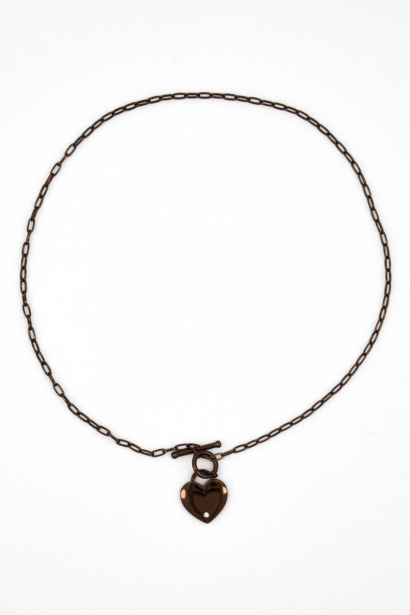 ALEX AND ANI Women Heart And Crystal Toggle Necklace, Bronze - Image 2