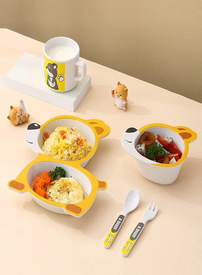 Toriox 5 Piece Baby Tableware Meal Set, Plate, Bowl, Tumbler and Spoon for Kids or Infants, Attractive Colours, Non Toxic, BPA Free Baby Utensil Plates for Kids Tableware Cutlery (Multi) (Doggy) - Image 3