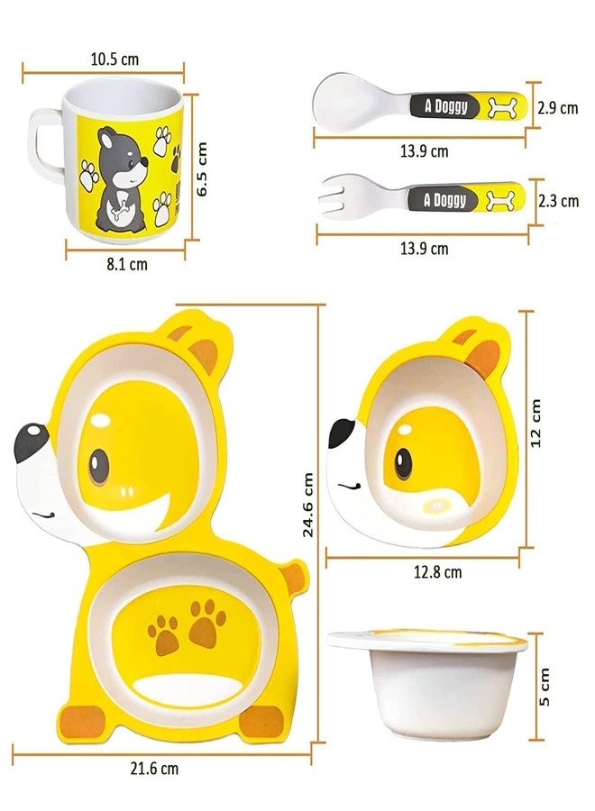 Toriox 5 Piece Baby Tableware Meal Set, Plate, Bowl, Tumbler and Spoon for Kids or Infants, Attractive Colours, Non Toxic, BPA Free Baby Utensil Plates for Kids Tableware Cutlery (Multi) (Doggy) - Image 2