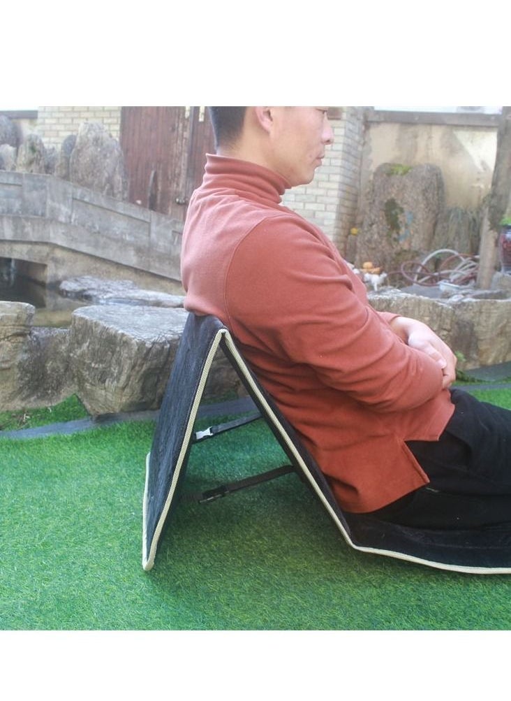 Arabest - Foldable Meditation Prayer Rug with Backrest Black 110x55cm - Image 1