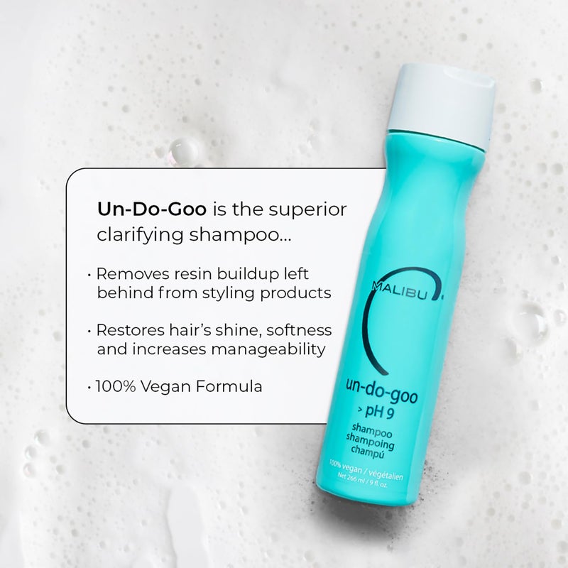 Malibu C شامبو مالibu C Un-Do-Goo المنظف - يزيل تراكم المنتجات والراتنجات من الشعر - يستعيد اللمعان، منظف خالي من الكبريتات (9 أونصات) - Image 4