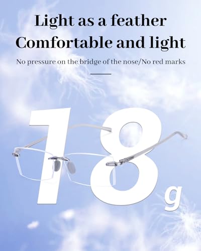 LUFF 3 Pack Rimless Reading Glasses Men Women- Comfortable Frameless Reader Lightweight TR90 Blue Light Blocking Computer Eyeglasses(2.5X) - Image 4