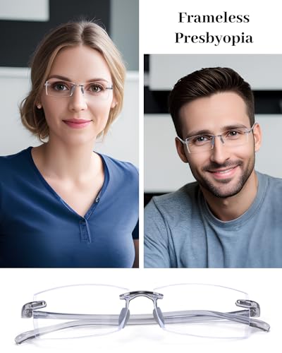 LUFF 3 Pack Rimless Reading Glasses Men Women- Comfortable Frameless Reader Lightweight TR90 Blue Light Blocking Computer Eyeglasses(2.5X) - Image 3