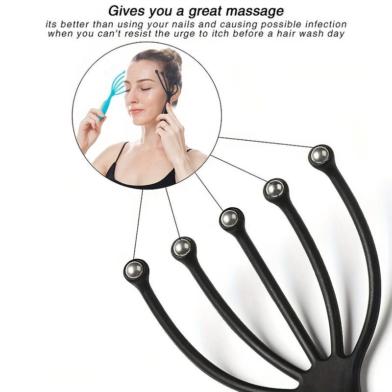 Handheld Portable Scalp Massager For Women Spa Relaxation Stress Relief Wet And Dry Use For Home Office Travel 2 Pack Blue Black - Image 5