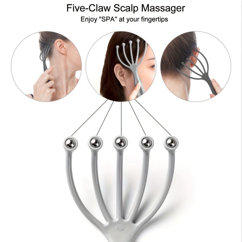 Handheld Portable Scalp Massager For Women Spa Relaxation Stress Relief Wet And Dry Use For Home Office Travel 2 Pack Blue Black - Image 4