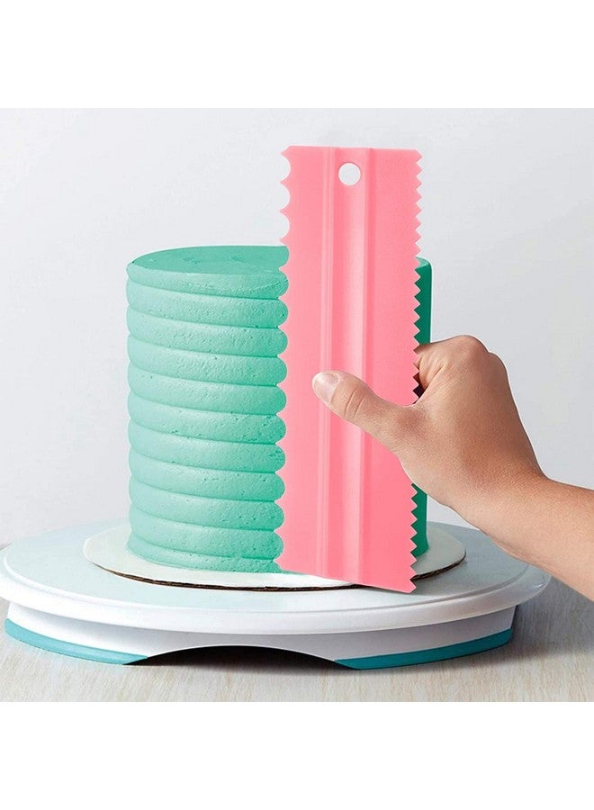 INKULTURE Plastic Tall Cake Scraper Cutter Tool for Icing and Decoration | Size 8.98 inch X 2.9 inch | Pink | 04 Pcs - Image 2