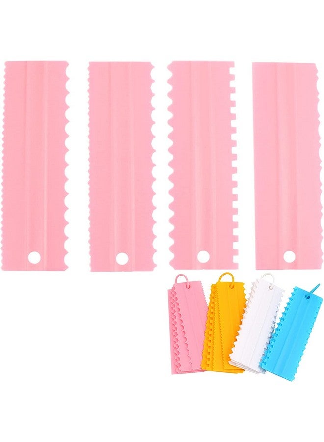 INKULTURE Plastic Tall Cake Scraper Cutter Tool for Icing and Decoration | Size 8.98 inch X 2.9 inch | Pink | 04 Pcs - Image 5