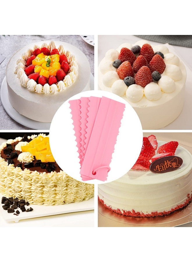 INKULTURE Plastic Tall Cake Scraper Cutter Tool for Icing and Decoration | Size 8.98 inch X 2.9 inch | Pink | 04 Pcs - Image 4