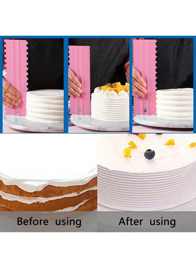 INKULTURE Plastic Tall Cake Scraper Cutter Tool for Icing and Decoration | Size 8.98 inch X 2.9 inch | Pink | 04 Pcs - Image 3