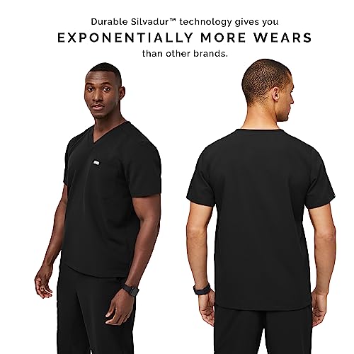 FIGS Leon Three-Pocket Scrub Top for Men - Black, XS - Image 4
