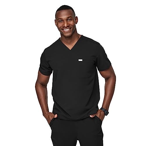 FIGS Leon Three-Pocket Scrub Top for Men - Black, XS - Image 5
