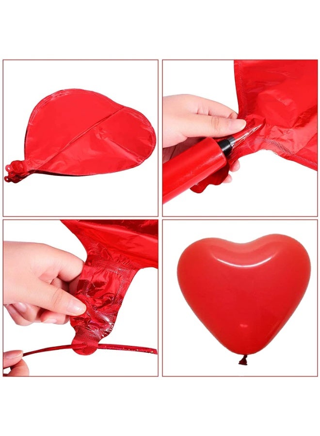 Party Propz Pink and Red Heart Shape Balloons - 31 Pcs, Happy Anniversary Decoration Items, Red Foil Love Balloon For Decoration, Birthday Balloons for Girlfriend or Wife, Romantic, Date Night Decor
