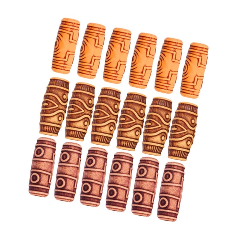 60 Pieces Resin Imitation Wood Hair Cuffs Dreadlock Braiding Beads Tube Rings - Image 5