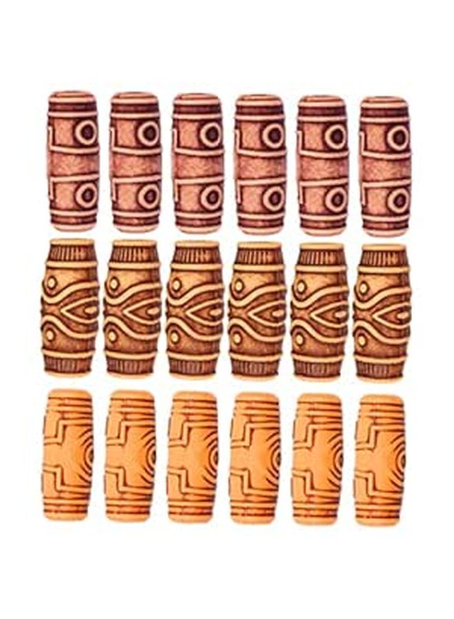 60 Pieces Resin Imitation Wood Hair Cuffs Dreadlock Braiding Beads Tube Rings - Image 1