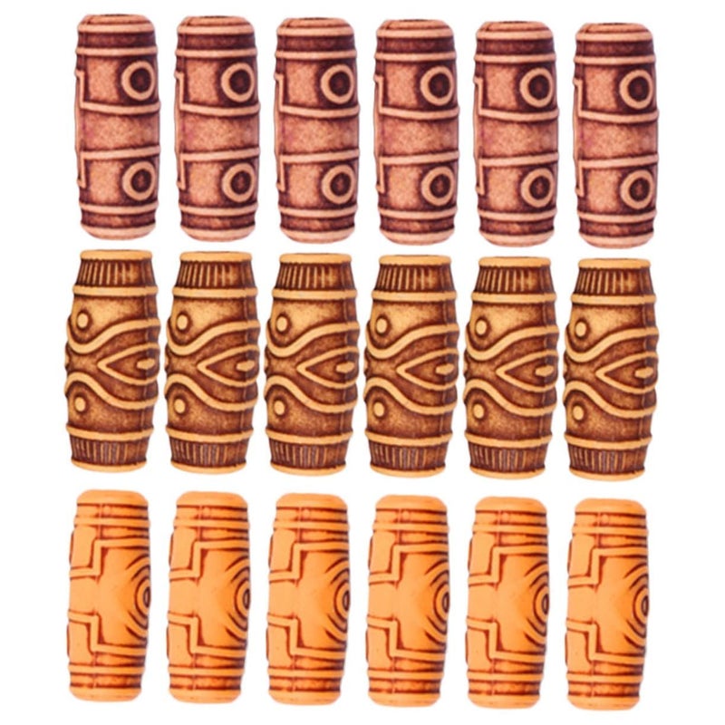 60 Pieces Resin Imitation Wood Hair Cuffs Dreadlock Braiding Beads Tube Rings - Image 2