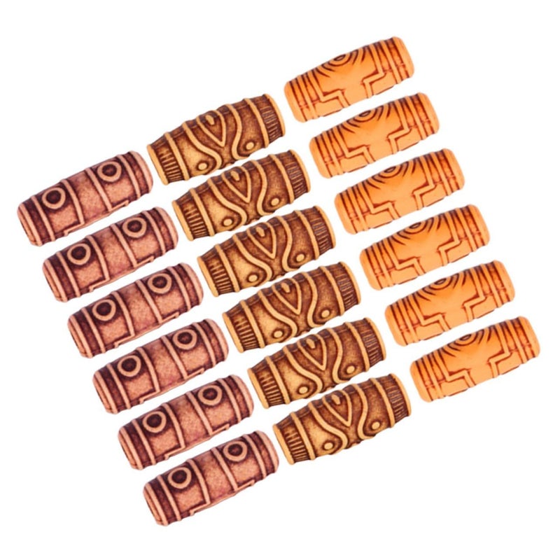 60 Pieces Resin Imitation Wood Hair Cuffs Dreadlock Braiding Beads Tube Rings - Image 3