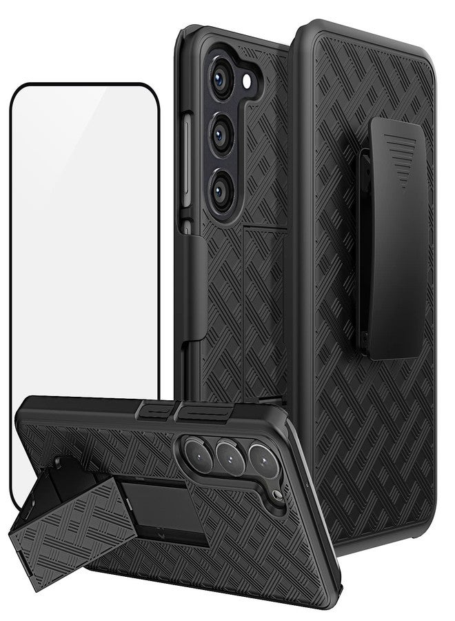Ailiber for Samsung Galaxy S24 5G Case with Belt Clip, Galaxy S24 Holster Case with Screen Protector, Kickstand Holder, Slim Shockproof Shell Full Body Cell Phone Case Cover for Samsung S24 5G-Black - Image 1