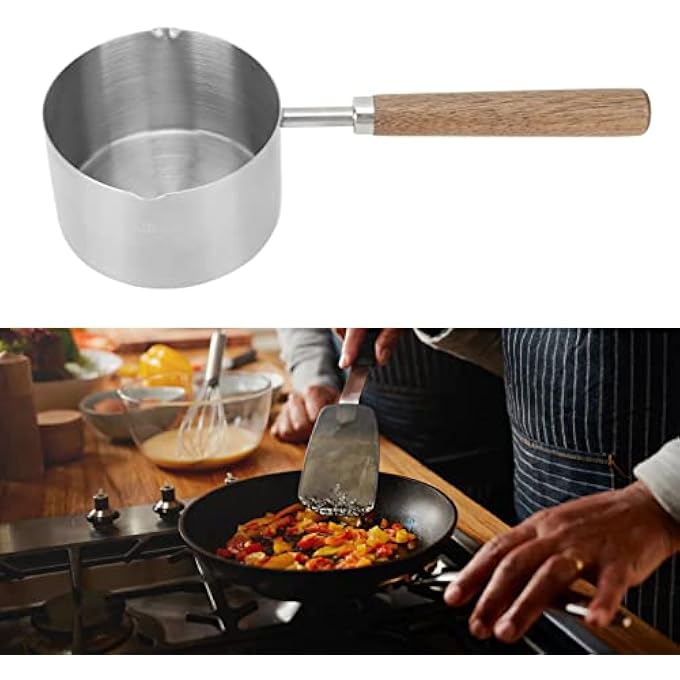 Denash Milk Butter Warmer Pot 304 Stainless Steel Mini Saucepan High Temperature Resistant Comfortable Grip Easy Cleaning 200Ml For Outdoor - Image 5