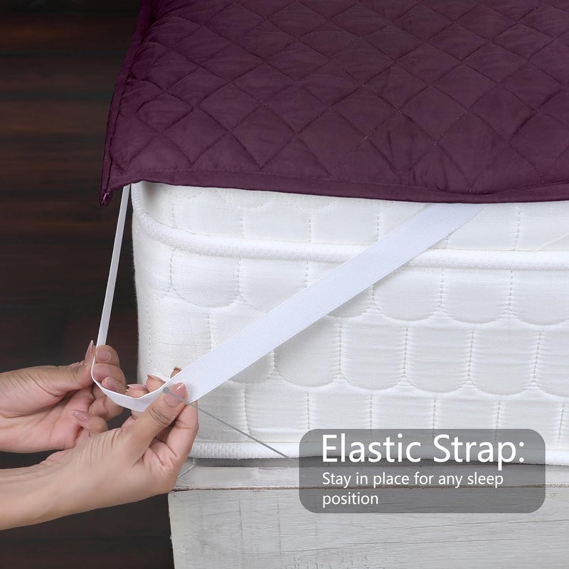 DAKSH Polycotton 100 Waterproof Quilted Mattress Protector Ultra Soft Breathable Corner Elastic Bands Noiseless Bed Cover Twin Size Bed Machine Washable 48x78 Inch 4x65 Feet Wine - Image 5