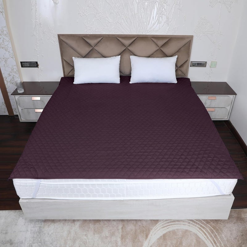 DAKSH Polycotton 100 Waterproof Quilted Mattress Protector Ultra Soft Breathable Corner Elastic Bands Noiseless Bed Cover Twin Size Bed Machine Washable 48x78 Inch 4x65 Feet Wine - Image 1