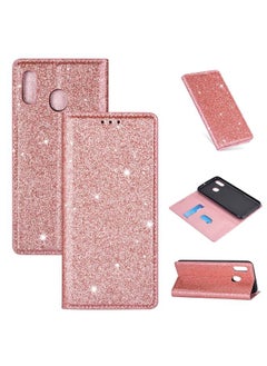 Case Cover For Samsung Galaxy A20e Ultrathin Glitter Magnetic Horizontal Flip Leather Case with Holder & Card Slots Rose Gold