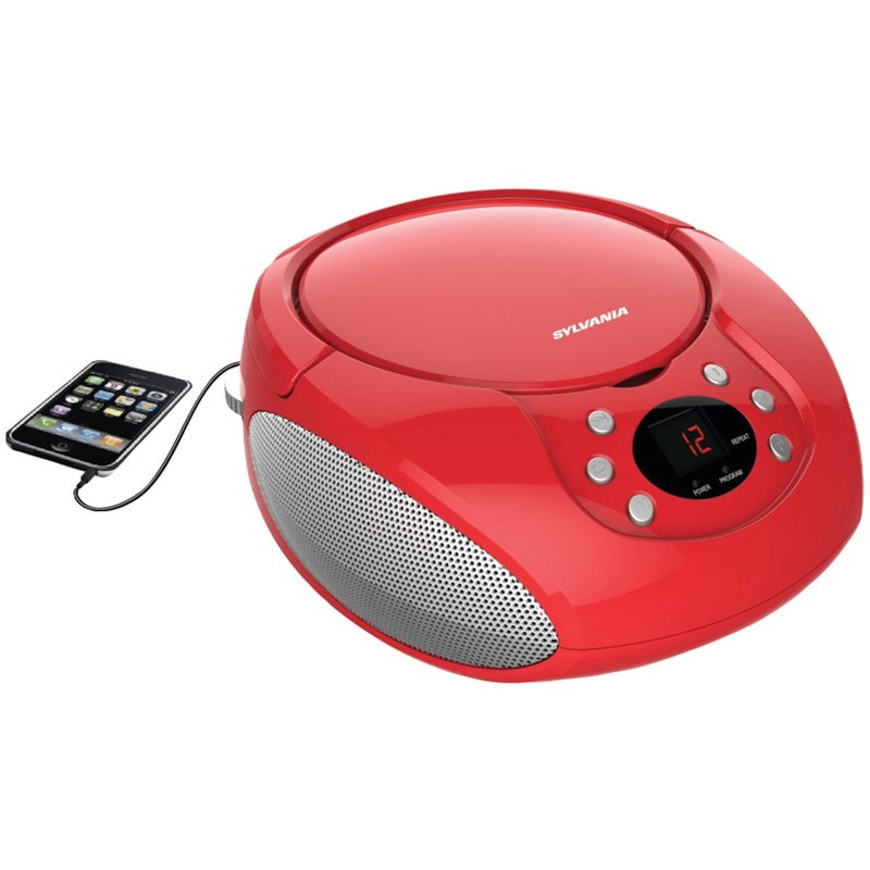 Sylvania Elite Portable CD Boombox with AM/FM Radio - Red