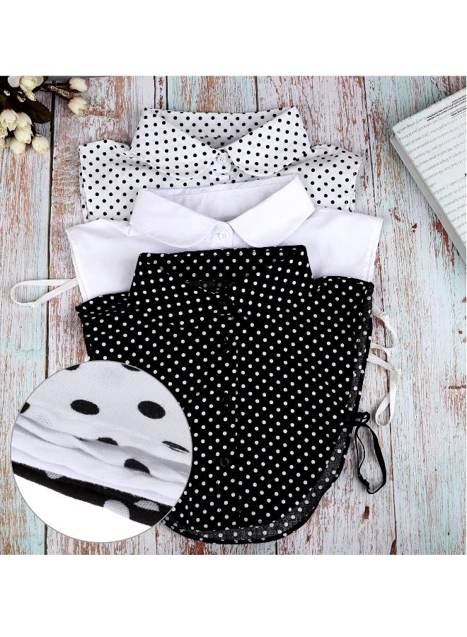 3 Pack Fake Collars, White Detachable Turtleneck Collar Black Half Shirts False Top Mock Blouse Lady's Shirt Joker Decorative Cuff Cotton Choker Tie Lapel Point - Image 2