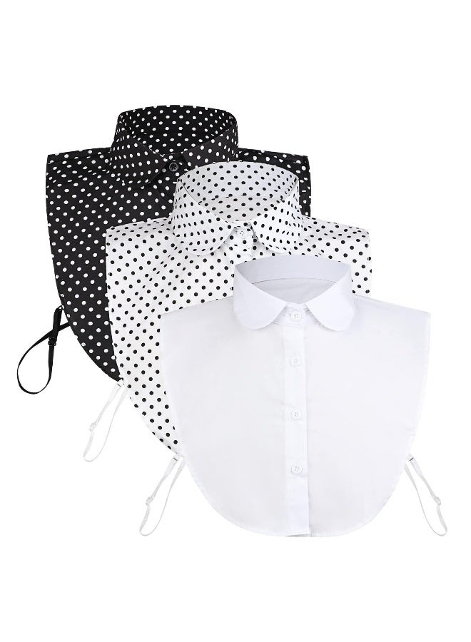 3 Pack Fake Collars, White Detachable Turtleneck Collar Black Half Shirts False Top Mock Blouse Lady's Shirt Joker Decorative Cuff Cotton Choker Tie Lapel Point - Image 1