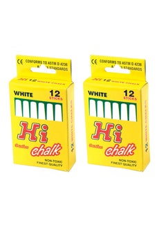 HI White Chalk Dustless Non Toxic Finest Quality 12 Sticks  - Image 1