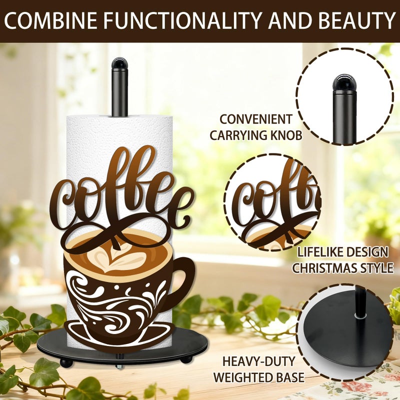 Taesun Coffee Paper Towel Holder, Coffee Decor for Countertop Cute Vintage Home Table, Housewarming Birthday Gifts for Cafe Lovers - Image 3