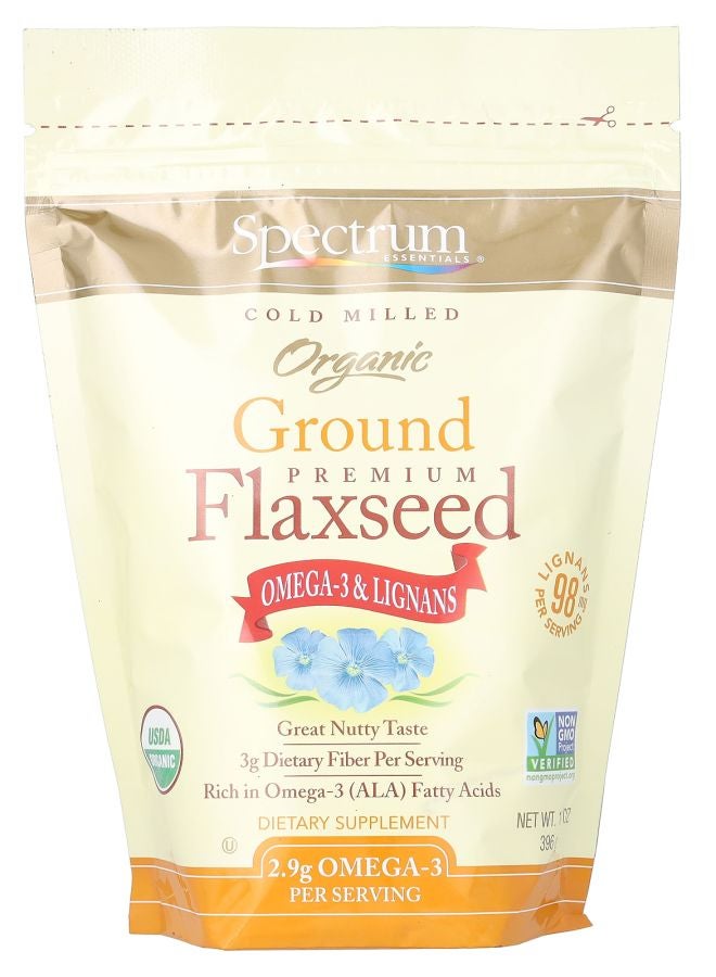 Spectrum Essentials بذور الكتان العضوية المطحونة الممتازة 14 أونصة (396 جرام)