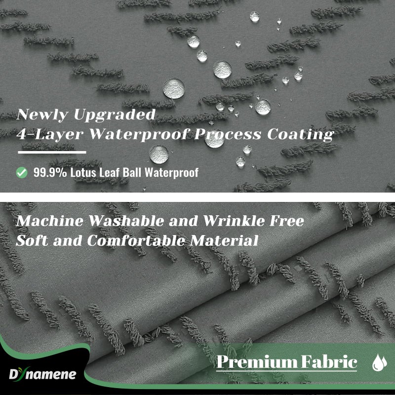 Dynamene Boho Farmhouse Startain Stain Curtain Gray Fabric Suffted Chevron Chevron مخططة بالرسانة الستائر الدش للحمام المتهالك بقطعة قماش مقاومة للماء مع خطافات 72 × 72 - Image 2