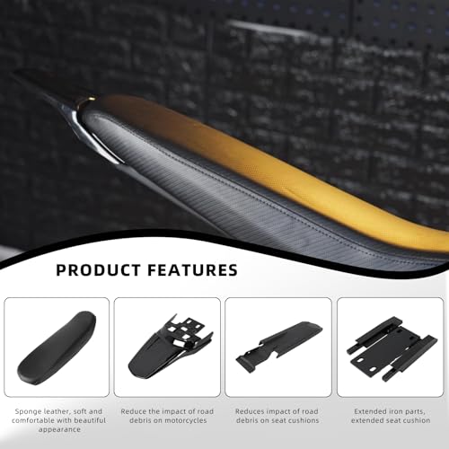 BAOUFF Extended Seat with Fender Kit for Surron Light Bee,21'' Cushion + Inner Fender + Rear Fender with Metal Brackets for Dirt Bike Surron Light Bee S and X - Black - Image 5