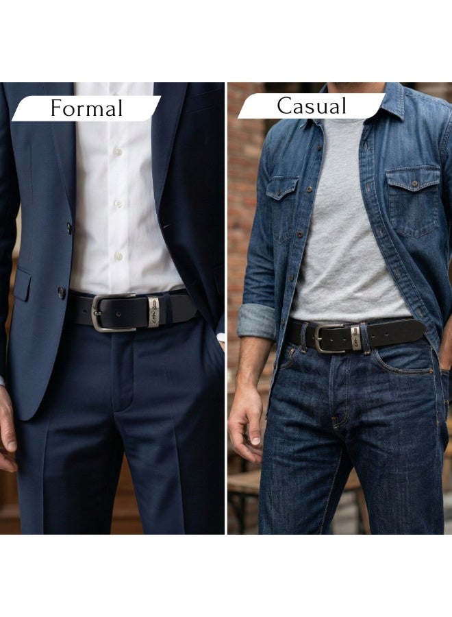 Classic Milano Leather Belt for Men – Genuine Leather Mens Belt, Formal & Casual Dress Belt Men with Gift Box, Adjustable Men's Belts, Office & Daily Wear - Image 2