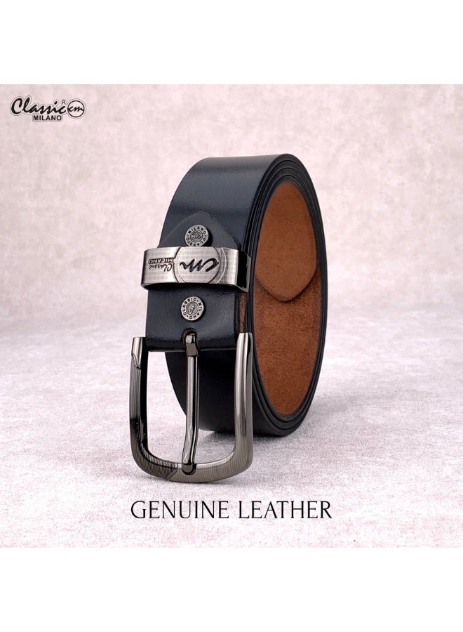 Classic Milano Leather Belt for Men – Genuine Leather Mens Belt, Formal & Casual Dress Belt Men with Gift Box, Adjustable Men's Belts, Office & Daily Wear - Image 3