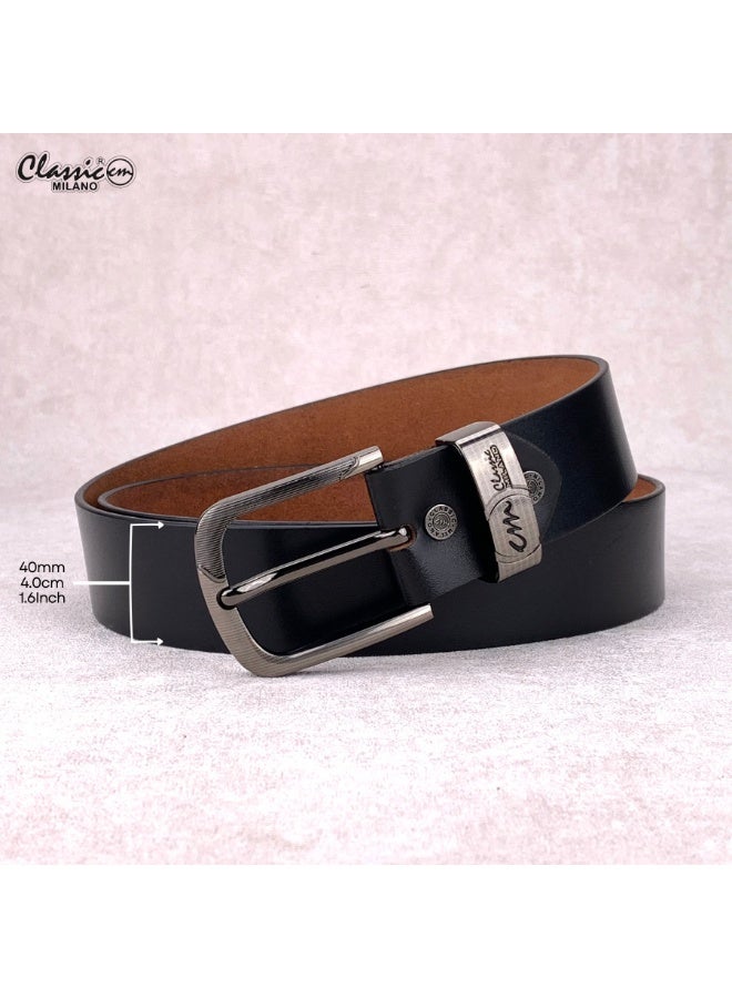 Classic Milano Leather Belt for Men – Genuine Leather Mens Belt, Formal & Casual Dress Belt Men with Gift Box, Adjustable Men's Belts, Office & Daily Wear - Image 4