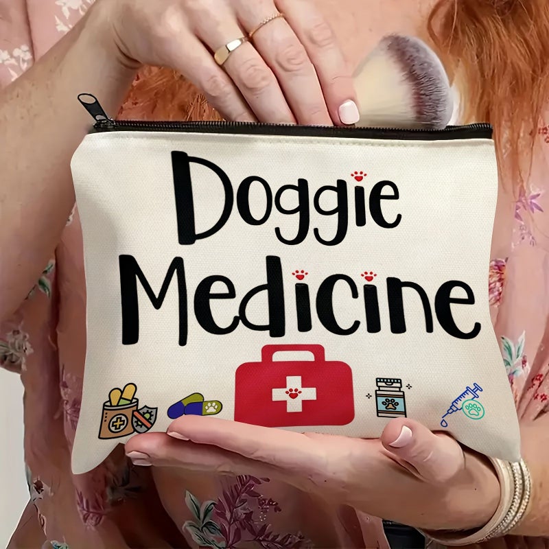 A White Hypoallergenic Dog Medicine Bag 22x18cm for Storing Pet Care Medications Supplies and Also Use as Makeup Toiletry or Stationery Pouch Ideal Gift for Mothers Female Friends - Image 2
