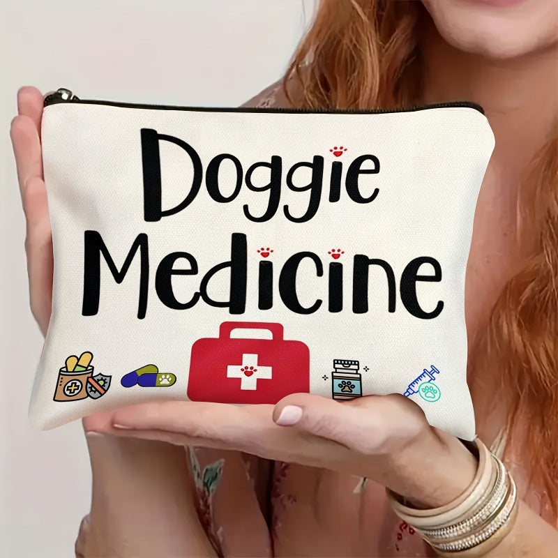 A White Hypoallergenic Dog Medicine Bag 22x18cm for Storing Pet Care Medications Supplies and Also Use as Makeup Toiletry or Stationery Pouch Ideal Gift for Mothers Female Friends - Image 3